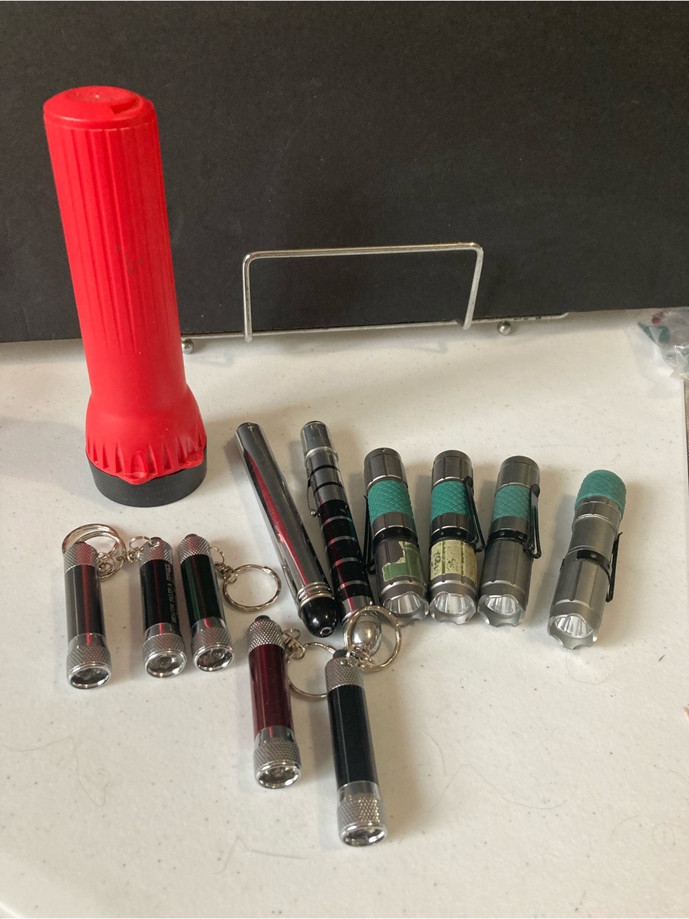 Assorted Pocket Flashlight Lot - Red, Black, Silver, Teal Vintage